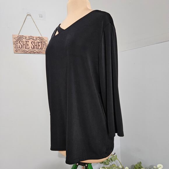 Easywear by Chico's Top Cut Out Slinky Tunic Size 3 / XL Asymmetrical Neckline - Picture 4 of 13
